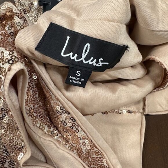 NWT Lulus Alicia Rose Gold Sequin Ruffled Two-Piece Dress - Picture 6 of 10
